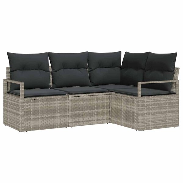 vidaXL Ensemble de canapé de jardin 4 Pièces Gris clair Poly rotin