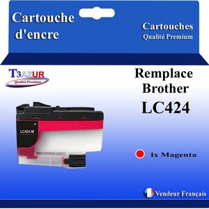 T3AZUR- Cartouche compatible avec Brother LC424 XL pour Brother DCP-J1200  DCP-J1200DW  DCP-J1200W  DCP-J1200WE Magenta