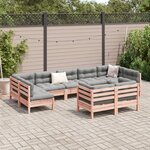 vidaXL Salon de jardin 9 Pièces avec coussins sapin de douglas solide