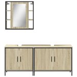 vidaXL Ensemble d'armoires de salle de bain 3 Pièces chêne sonoma