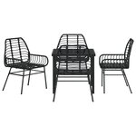 vidaXL Ensemble de salle à manger de jardin 5 pièces noir poly rattan