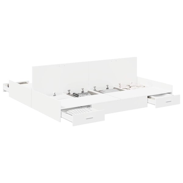 vidaXL Cadre de lit avec rangement avec tête de lit Blanc 200 x 200 cm