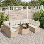 vidaXL Ensemble de canapé de jardin 10 Pièces Beige Poly rotin
