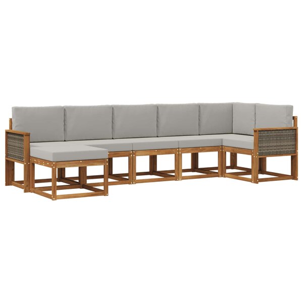 vidaXL Ensemble de canapés d'extérieur 7 Pièces Naturel et gris clair