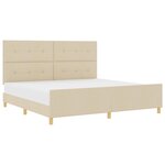 vidaXL Cadre de lit avec tête de lit Crème 200 x 200 cm tissu