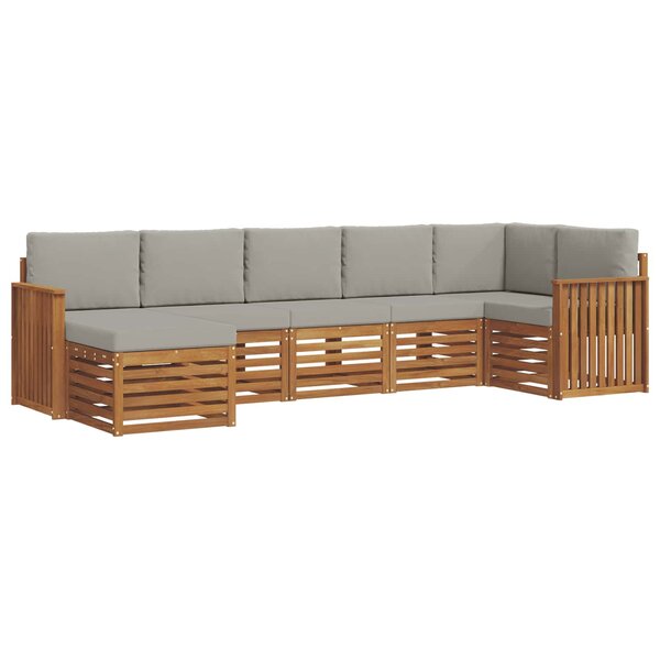 vidaXL Ensemble de canapés d'extérieur 7 pc Gris Naturel et Clair