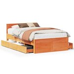 vidaXL Cadre de lit sans matelas avec tête de lit brun cire 120x200 cm