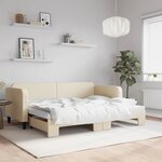 vidaXL Lit de jour avec lit gigogne crème 80x200 cm tissu