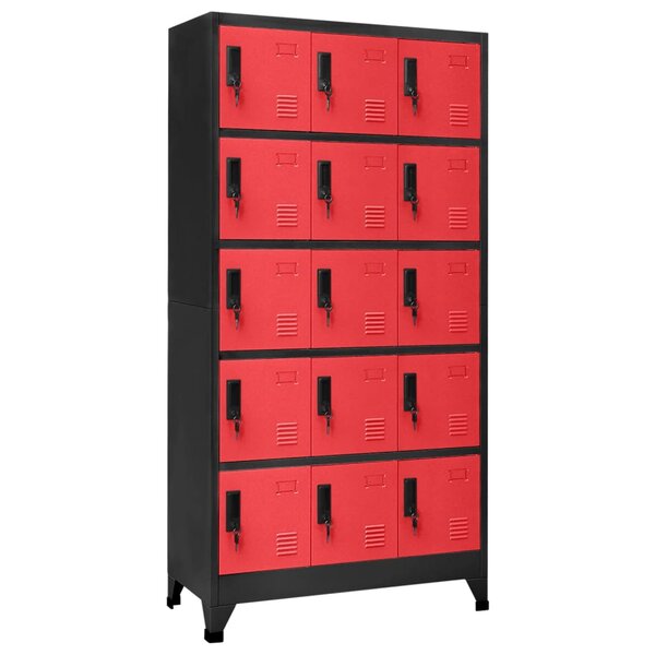 vidaXL Armoire à casiers Anthracite et rouge 90x40x180 cm Acier