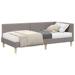 vidaXL Cadre de lit d'angle avec matelas 2 pc Taupe 90 x 200 cm tissu