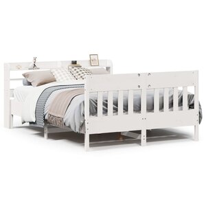 vidaXL Cadre de lit sans matelas blanc 135x190 cm bois de pin massif