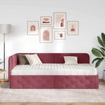 vidaXL Cadre de lit d'angle avec matelas Bordeaux 90 x 200 cm tissu