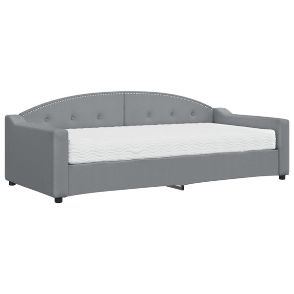 vidaXL Lit de jour avec matelas gris clair 90x200 cm tissu