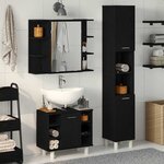 vidaXL Ensemble de mobilier de salle de bain avec étagère 3 Pièces Noir
