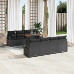 vidaXL Ensemble de canapé de jardin avec coussin 9 Pièces Noir et Marron