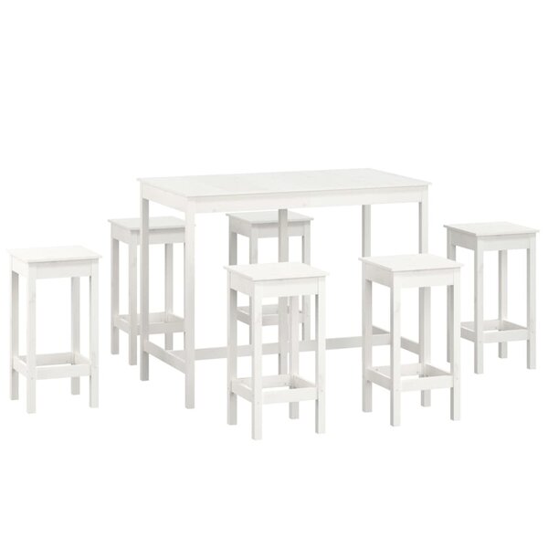vidaXL Ensemble de bar 7 Pièces Blanc Bois de pin massif