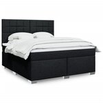 vidaXL Sommier à lattes de lit avec matelas Noir 180x200 cm Tissu