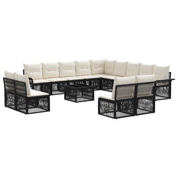 vidaXL Ensemble de canapé de jardin 14 Pièces Noir polyrotin