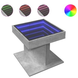 vidaXL Table basse avec LED gris béton 50x50x45 cm bois d'ingénierie