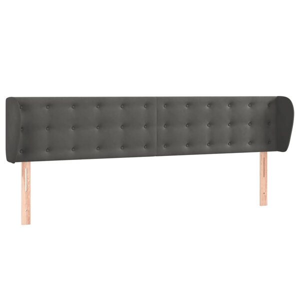 vidaXL Tête de lit avec oreilles Gris foncé 183x23x78/88 cm Velours