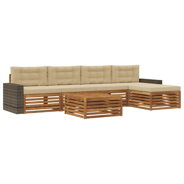vidaXL Ensemble de canapés d'extérieur 6 pc Naturel et Beige Polyester