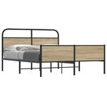 vidaXL Cadre de lit en métal sans matelas chêne fumé 160x200 cm