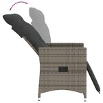 vidaXL Chaise inclinable de jardin avec coussins gris résine tressée