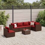 vidaXL Salon de jardin avec coussins 7 Pièces marron résine tressée