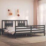 vidaXL Cadre de lit sans matelas gris 200x200 cm bois massif