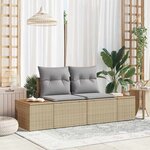 vidaXL Sofa de jardin 2 places avec coussins en poly rotin beige