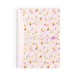 Cahier spirale oxford flowers - a5 14 8 x 21 cm - petits carreaux - 120 pages - lot de 5