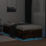 vidaXL Cadre de lit avec LED sans matelas chêne fumé 100x200 cm