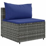 vidaXL Salon de jardin 8 Pièces avec coussins Gris Résine tressée