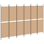 vidaXL Paravent à 6 panneaux Beige 300 x 200 cm Tissu