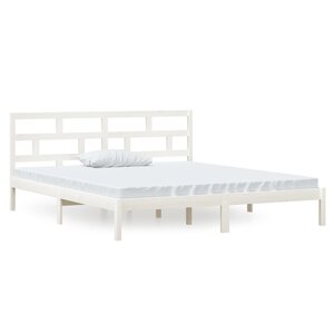 vidaXL Cadre de lit sans matelas blanc bois massif
