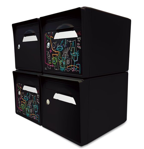 Pack de 4 boîtes aux lettres 1 porte - 2x "Vache de Pub [VanLuc]" - 2x "Noir intense"