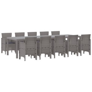 vidaXL Ensemble de salle à manger de jardin 11 pièces avec coussins en rattan synthétique gris clair