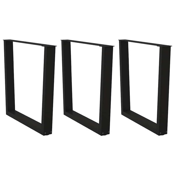 vidaXL Pieds de table à manger en V 3 pièces Noir 90 x (72-73 3) cm Acier