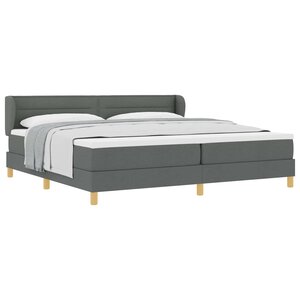 vidaXL Lit à ressorts avec matelas Gris foncé 200 x 200 cm tissu