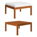 vidaXL Salon de jardin 10 pièces avec coussins  bois crème  acacia et corde