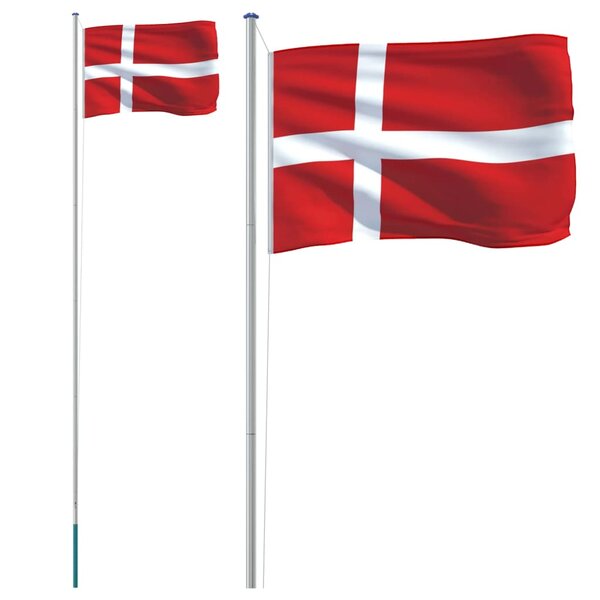 vidaXL Drapeau du Danemark et mât 6 23 m Aluminium