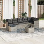 vidaXL Salon de jardin 8 Pièces avec coussins gris clair résine tressée