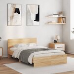 vidaXL Cadre de lit avec tête de lit chêne sonoma 135x190 cm