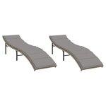 vidaXL Chaises longues lot de 2 avec coussins beige résine tressée
