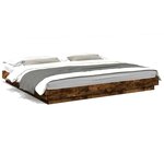vidaXL Cadre de lit chêne fumé 200x200 cm bois d'ingénierie