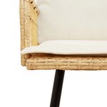 Set de Salle à Manger de Jardin 2 Pièces avec Coussins en Poly Rattan Naturel