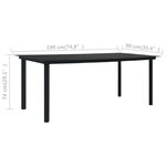 vidaXL Table à manger de jardin Noir 190x90x74 cm Acier et verre