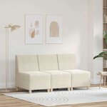 vidaXL Unité de Sofa Modulaire Sans Accoudoirs 3 Pièces Crème