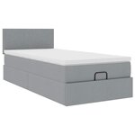 vidaXL Lit ottoman avec matelas et LED gris clair 90x200 cm tissu