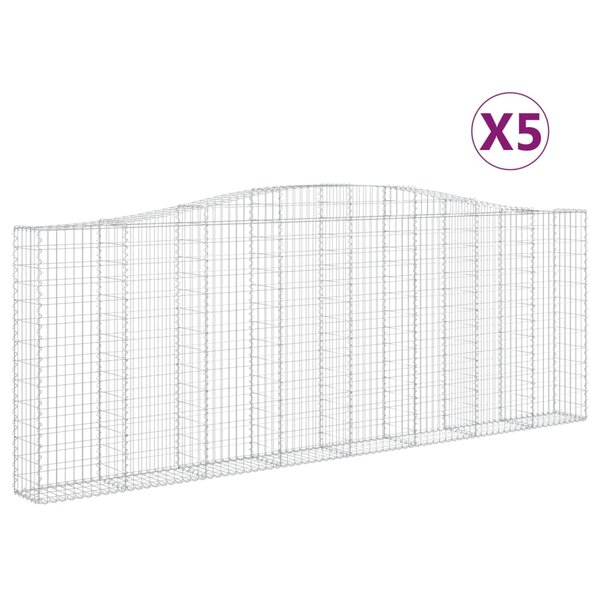 vidaXL Paniers à gabions arqués 5 Pièces 400x30x140/160 cm Fer galvanisé